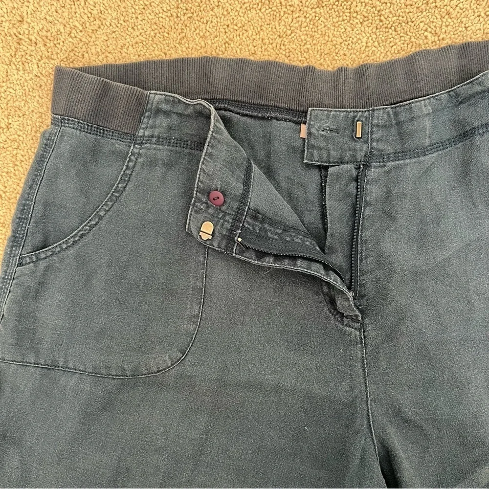 J Jill Pure Jill 100% Linen Wide Leg Blue Pants size large